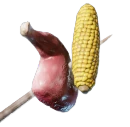Raw Meat and Corncob Skewer
